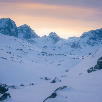 Winter Evening in Mountains