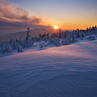 Winter in Beskydy Mountains Lysá Hora