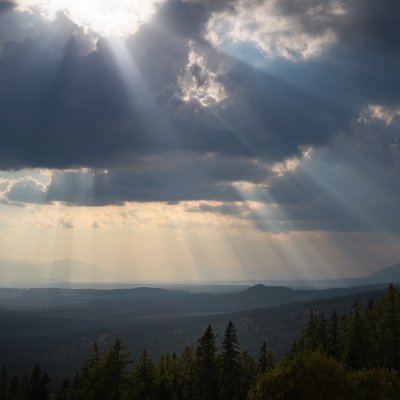 Crepuscular Rays above Liptov Region