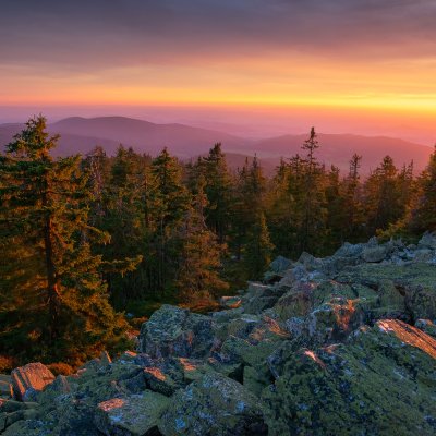Jeseníky Mountains at Sunset